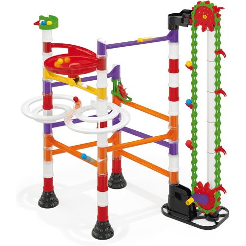  Quercetti Migoga Marble Run with Elevator - 150 Piece Building Set with Spirals, Funnel and Hand Crank for Ages 5 and Up (Made in Italy)