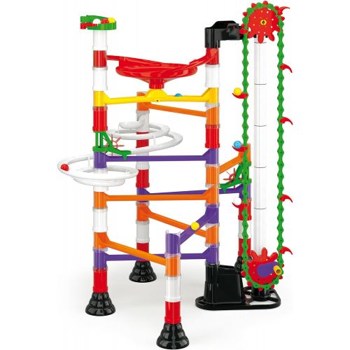  Quercetti Migoga Marble Run with Elevator - 150 Piece Building Set with Spirals, Funnel and Hand Crank for Ages 5 and Up (Made in Italy)