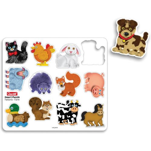  Quercetti - Smart Puzzle Farm - Two-Sided Magnetic Puzzle with 13 Farm Animal Shapes