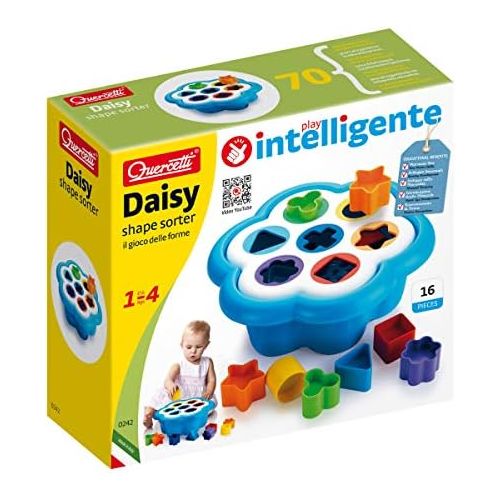  Quercetti Daisy Shape Sorter - Classic 16 Piece Shape and Color Sorting Toy (Made in Italy)