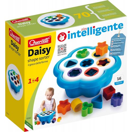  Quercetti Daisy Shape Sorter - Classic 16 Piece Shape and Color Sorting Toy (Made in Italy)