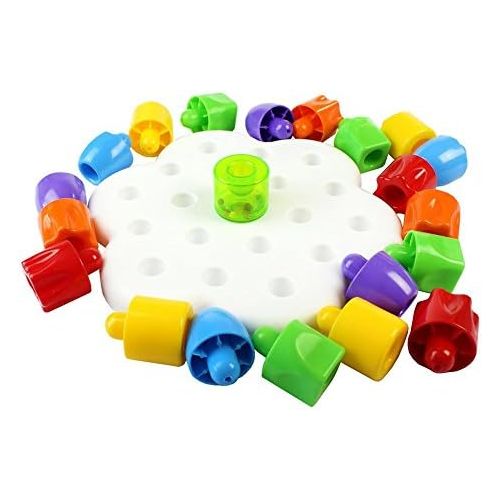  Quercetti Geokid Daisy Maxi - 21 Piece Beginning Stacking & Sorting Pegboard for Ages 1 and Up (Made in Italy)