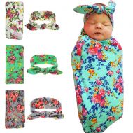 Quest Sweet Newborn Swaddle Blankets and Headband Set for Girls and Boys,Baby Swaddle Receiving Blankets