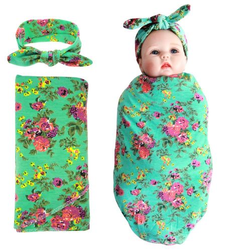  Quest Sweet Newborn Swaddle Blankets and Headband Set for Girls and Boys,Baby Swaddle Receiving Blankets