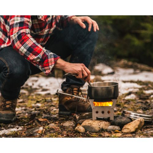  QuickStove Portable Compact Backpack Camp Stove Kit with Cooking Pot - Ideal for camping hiking backpacking and emergency - Small burner stove top folding design