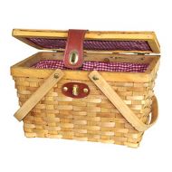 Quickway Imports QI003046 Picnic Basket with Red White Plaid Lining