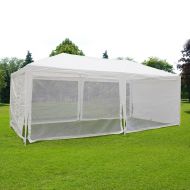 Quictent Outdoor Canopy Gazebo Party Wedding Tent Screen House Sun Shade Shelter with Fully Enclosed Mesh Side Wall (10x20, White)