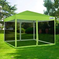 Quictent 10x10 Ez Pop up Screen Canopy Tent with Netting Screen House Mesh Side Wall (Green)