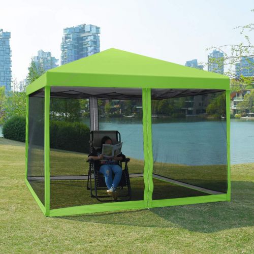  Quictent 10x10 Ez Pop up Screen Canopy Tent with Netting Screen House Mesh Side Wall (Green)
