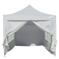 Quictent Silvox Waterproof 8x8 EZ Pop Up Canopy Commercial Gazebo Party Tent White Portable Pyramid-roofed Style Removable Sides With Roller Bag