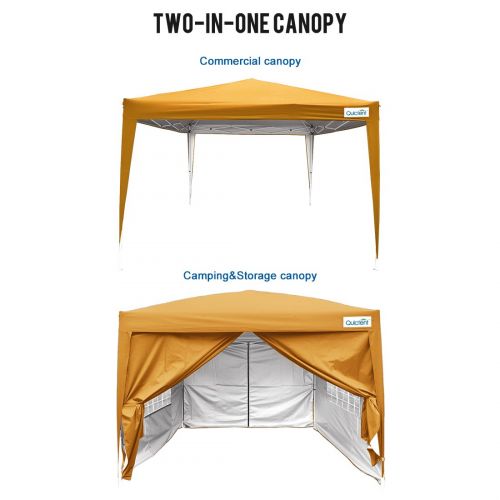  Quictent Silvox 8x8 EZ Pop Up Canopy Tent Instant Canopy with Sidewalls & Carry Bag 100% Waterproof-7 Colors (Yellow)