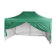 Quictent Silvox Waterproof 10x15 EZ Pop Up Canopy Commercial Gazebo Party Tent Green Portable Pyramid-roofed Style Removable Sides with Roller Bag