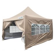 Quictent 10x10 Easy Pop-up Canopy Tent Instant Shelter with Sides & Roller Bag Waterproof (Beige)