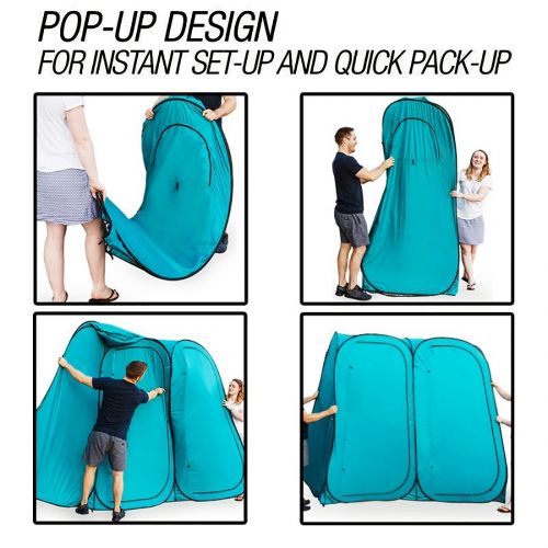  Quictent 2019 Upgraded 2 Room Large Size Pop Up Automatic Rod Bracket Shower Tent/Changing/Toilet Room Camping Privacy Shelter Camping Outdoor Waterproof and Anti-UV with Carry Bag