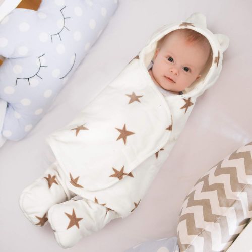  Quiet Cub Adjustable Newborn Baby Swaddle Blanket Wrap 0-12 Months 1 Pack Premium Cotton (White)