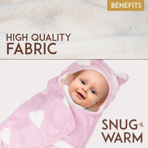  Quiet Cub Adjustable Newborn Baby Swaddle Blanket Wrap 0-12 Months 1 Pack Premium Cotton (Pink)