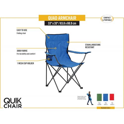  Quik Shade Quik Chair Portable Folding Chair with Arm Rest Cup Holder and Carrying and Storage Bag