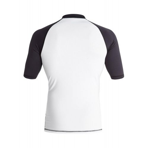 퀵실버 Quiksilver Mens Lock Up Short Sleeve Rash Guard, White/Black, X-Small