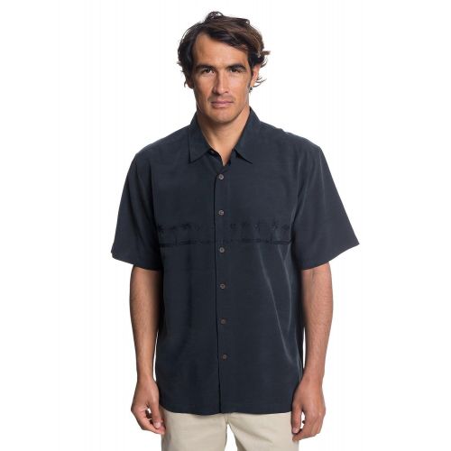 퀵실버 Quiksilver Waterman Mens Tahiti Palms 4 Woven Shirt, Black, XX-Large