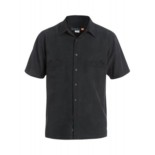 퀵실버 Quiksilver Waterman Mens Tahiti Palms 4 Woven Shirt, Black, XX-Large