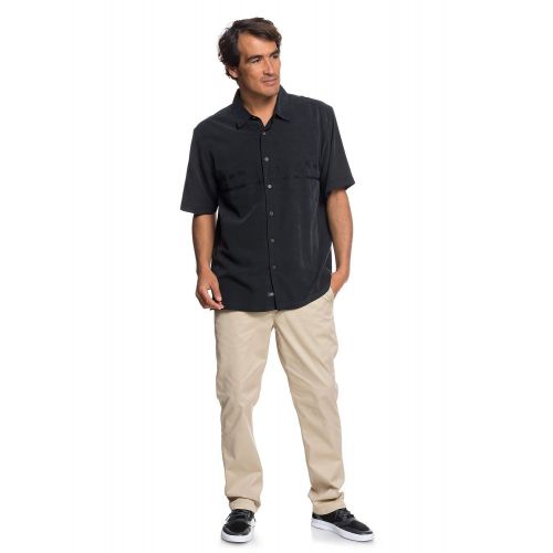 퀵실버 Quiksilver Waterman Mens Tahiti Palms 4 Woven Shirt, Black, XX-Large