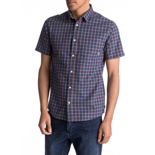 퀵실버 Quiksilver Mens Everyday Check Short Sleeve Button Down Shirt