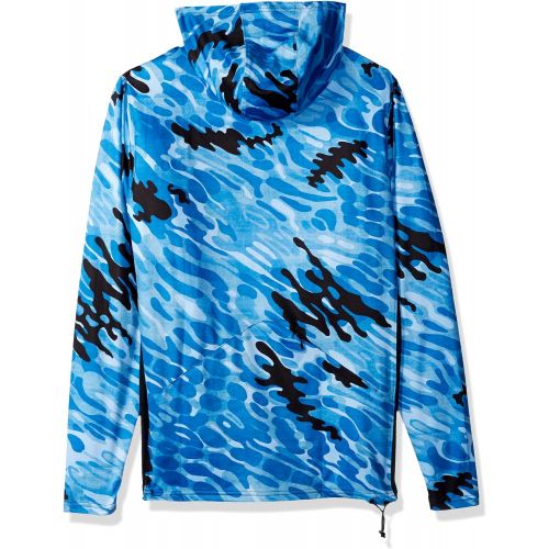 퀵실버 Quiksilver Mens Water Camo Long Sleeve Hood Shirt UPF 40+