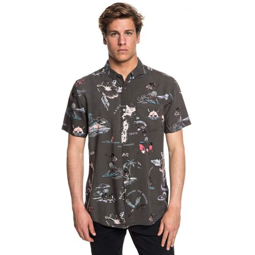 퀵실버 Quiksilver Mens Banzai Camp Button Down Shirt