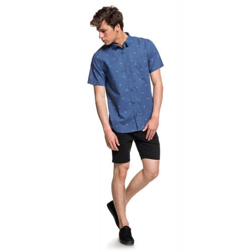 퀵실버 Quiksilver Mens Fuji Mini Motif Short Sleeve Button Down Shirt