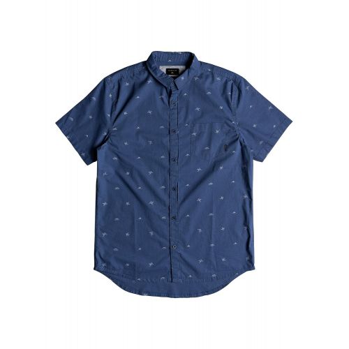 퀵실버 Quiksilver Mens Fuji Mini Motif Short Sleeve Button Down Shirt