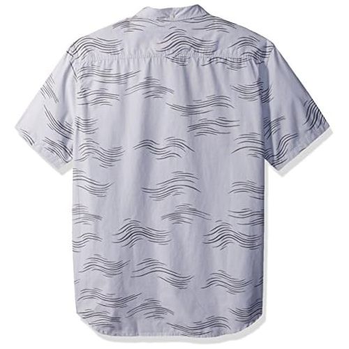 퀵실버 Quiksilver Mens Valley Groove Print Short Sleeve Button Down Shirt