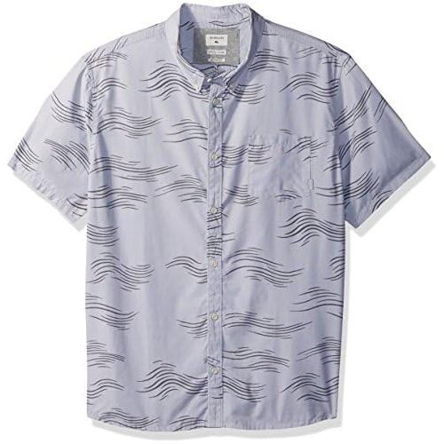 퀵실버 Quiksilver Mens Valley Groove Print Short Sleeve Button Down Shirt