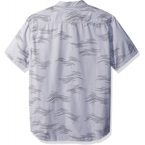 퀵실버 Quiksilver Mens Valley Groove Print Short Sleeve Button Down Shirt