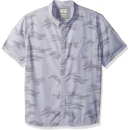 퀵실버 Quiksilver Mens Valley Groove Print Short Sleeve Button Down Shirt