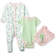 Quiltex Girls Toddler Sweet Pea Print Pant Set with Bodysuit and Bib 3 Pc