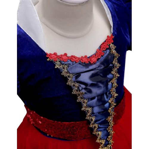  Quinee Girls Tulle Carnival Party Princess Snow White Long Dress Up Costume