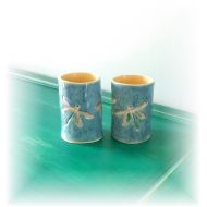 /QuinlanGlass Quinlan Glass Handmade Handbuilt Two Ceramic Pottery Juice Cups, Juice Tumblers, Water Glasses, Water Cups, Drinking Cups, Ceramic Drink Cup