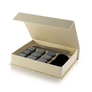[아마존베스트]Quiseen Set of 9 Grey Beverage Chilling Stones [Chill Rocks] Whiskey Stones for Whiskey and other Beverages - in Gift Box with Velvet Carrying Pouch - Made of 100% Pure Soapstone - by Quis