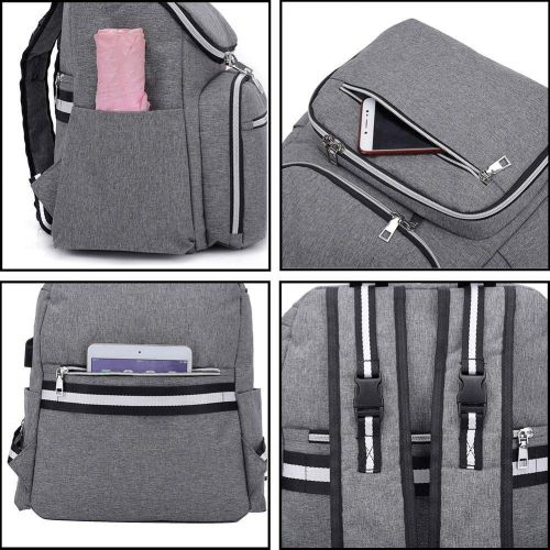  Qukueoy Travel Diaper Bag Backpack for Mom and Dad,Large Capacity Maternity Nappy Bag Waterproof,...