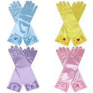 Qunan Girls Long Satin Gloves Belle Elsa Anna Sofia Aurora Rapunzel Cinderella Princess Dress Up for Girls Kids