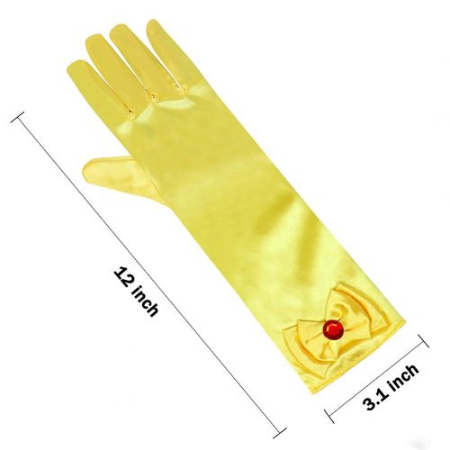  Qunan Girls Long Satin Gloves Belle Elsa Anna Sofia Aurora Rapunzel Cinderella Princess Dress Up for Girls Kids