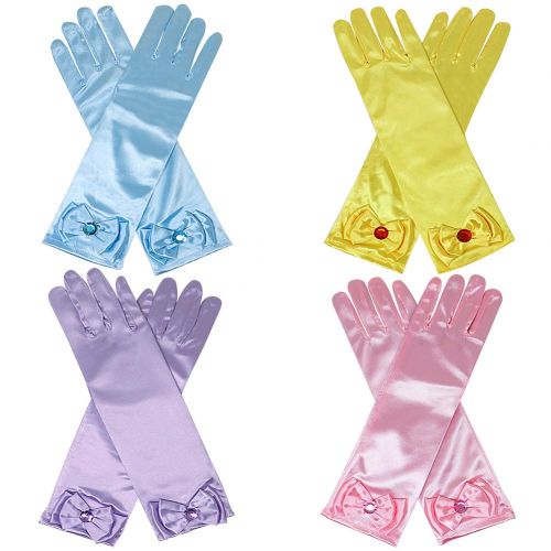  Qunan Girls Long Satin Gloves Belle Elsa Anna Sofia Aurora Rapunzel Cinderella Princess Dress Up for Girls Kids