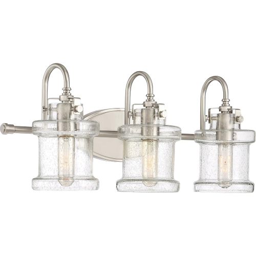  Quoizel DNY8603BN Danbury Vanity Bath Lighting, 3-Light, 300 Watts, Brushed Nickel (10 H x 24 W)