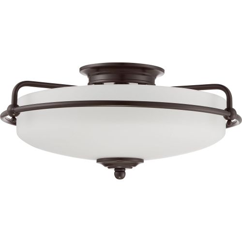  Quoizel GF1617PN Griffin Flush Mount Ceiling Lighting, 3-Light, 300 Watts, Palladian Bronze (8 H x 17 W)