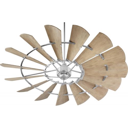  Quorum 197215-9 Windmill Ceiling Fan in Galvanized with UL Damp Weathered Oak Aluminum Blades