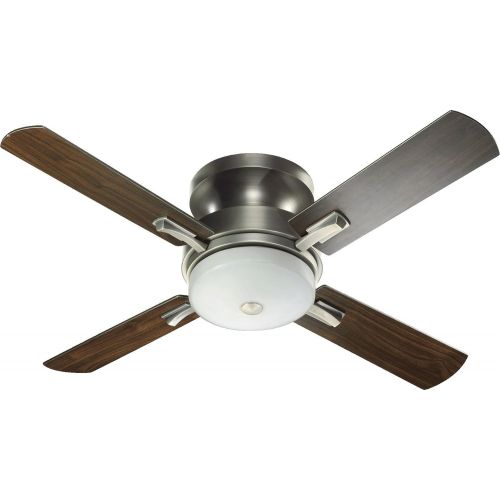  Quorum 65524-92, Davenport Antique Silver Flush Mount 52 Ceiling Fan wLight & Wall Control