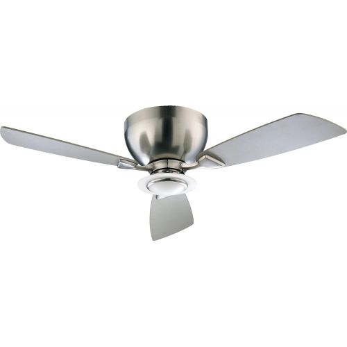  Quorum 70443-65, Nikko Satin Nickel Flush Mount 44 Ceiling Fan with Light & Wall Control