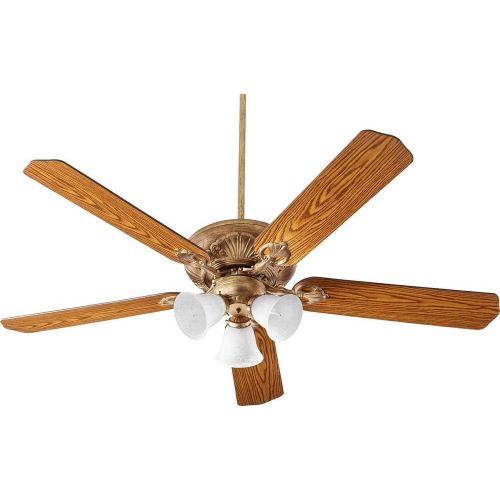  Quorum 78605-1430 Chateaux Uni-Pack - 60 Ceiling Fan With Light Kit, Vintage Gold Leaf Finish with White Linen Glass