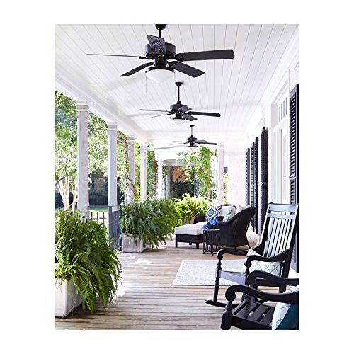  Quorum 1435255959, Estate Patio Matte Black 52 Outdoor Ceiling Fan with Light