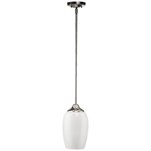  Quorum International 6398-65 White Milk Glass Pendant, Satin Nickel